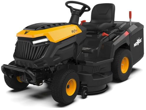 Tractor cortacésped Mowox PLT 86/10 RM – Motor 352 CC Loncin, Ancho 86 cm, recogedor 240 L, Sistema Doble Cuchilla, Faro LED, Arranque con Llave