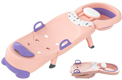 Silla de champú para niños, plegable, antideslizante, para bebés con cuenca de champú para niños de 0 a 10 años (rosa/verde)