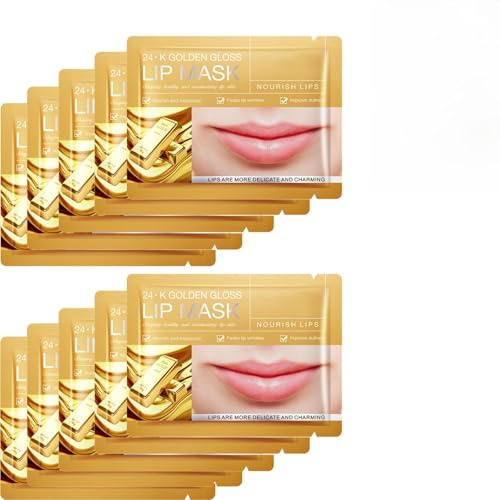 Virecose 10pcs Masque à Lèvres au Collagène, Masque Levres Hydratant Patch Collagène Exfoliant & Hydratant, anti-âge avec hydratation rafraîchissante