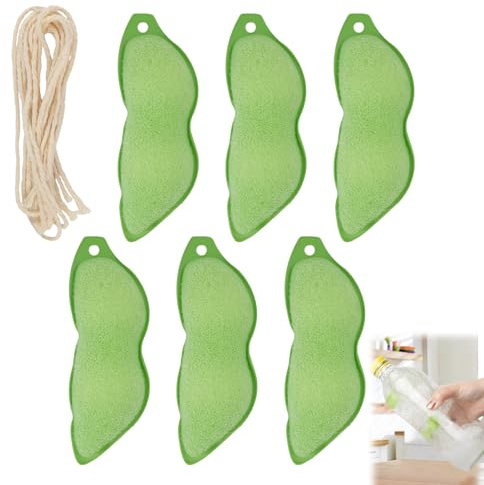 6 unidades Magic Beans – Esponjas de limpieza con forma de guisante con bolas de cerámica de aluminio, Magic Beans para botellas de cristal, bolas limpiadoras de botellas para limpiar