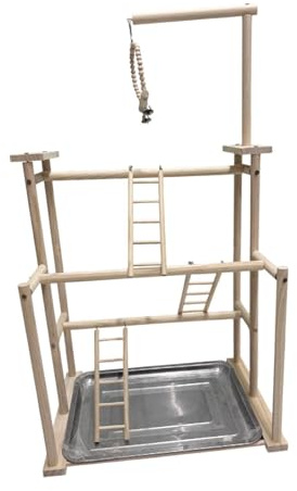 CYDZSRA Parco giochi per uccelli con scala e scaletta da arrampicata offre meravigliose possibilità di gioco per pappagalli e altri uccelli. Parco giochi per uccelli in legno, Parco giochi per