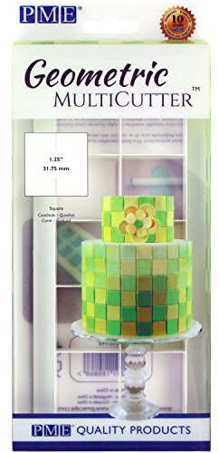 PME GMC143 geometrisk multiskärare för kakdesign fyrkantig, stor storlek, 3,5 cm, vit