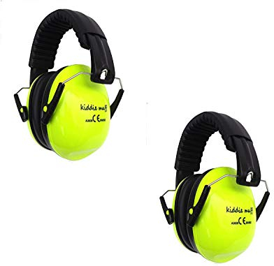 ☊ 2 PAAR Kiddie Muff® Kinder Ohrenschützer Gehörschutz für Kinder und Jugendliche Kapselgehörschutz 26dB Dämmwert in Neongelb ☊