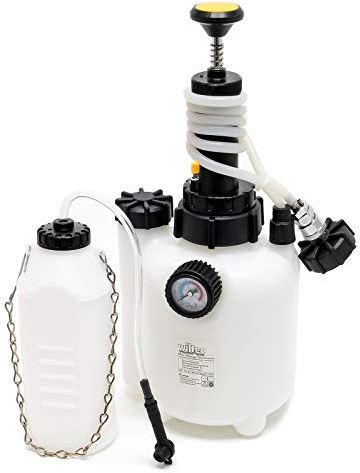 Wiltec Bremsenentlüftungsgerät 3 l + 1 l Bremsenentlüfter mit Absaugbehälter, Bremsentlüfter zum Bremsflüssigkeit Wechsel und Bremsen Entlüften