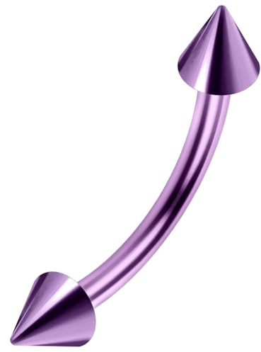 AZARIO LONDON Piercing per sopracciglio a forma di banana con cono anodizzato, 16 gauge, Lega di acciaio