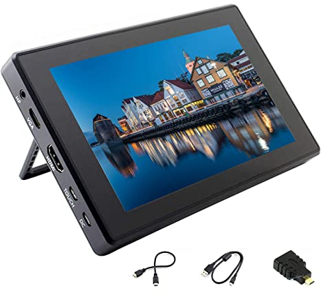 ingcool 7inch HDMI LCD with Case for Raspberry Pi Capacitive Touchscreen 1024×600 IPS Display Screen Monitor Compatible with Raspberry Pi 4B/3B+/3B/Zero/Jetson Nano Support Windows 10/8.1/8/7