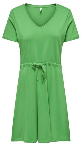 Only Onlmay JRS Noos S/S - Vestido Corto con Cuello en V para Mujer, Verde (Kelly Green), S