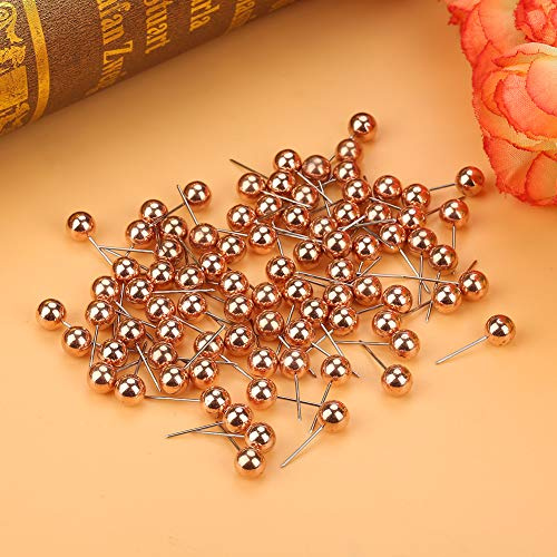 200 St Rund Boll Plast Roséguld Ritnålar Roséguld Trycknålar Knappnål Häftstift Dekorativt Gör-det-själv-verktyg (Rose guld)