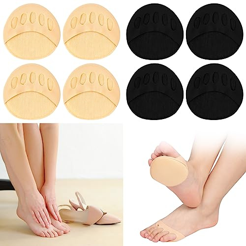 LOPHE Fotkuddar, 4 Par Anti-Slip Framfotskuddar FöR Kvinnor, Osynliga Mellanfotsdynor Ball Of Foot Kuddar, HöGa Klackar Tå Topper Strumpor Foder TåLöSa Halvstrumpor FöR SmäRtlindring I Foten