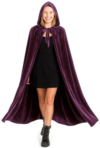 various Cape Halloween Adulte à Capuche, Cape Vampire en Velours Violet pour Homme et Femme, Costume Médiéval Gothique pour Carnaval, Cosplay et Fête à Thème170cm