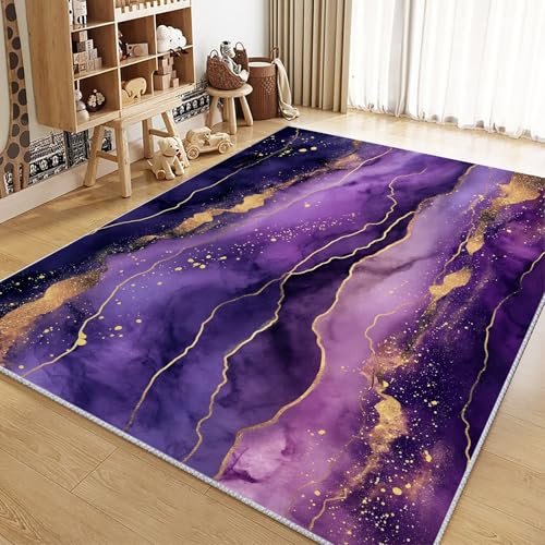 Genérico Alfombras Salon Modernas Pelo Corto 160x230 cm Textura De Mármol Morado Alfombra de área Grande, Alfombra Decorar Antideslizante para Salón, Habitacion, Cocina, Oficina, Interior