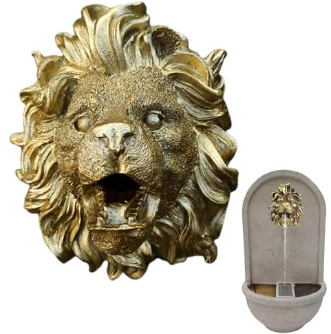 Esparcidor de estanque pequeño, cascada de fuente de pared de león, decoración de jardín y estanque, accesorios de fuente de patio y jardín al aire libre