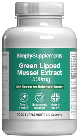 Green Lipped Mussel 1500mg with Copper | 240 Capsules | 80 Days' Supply | 1500mg green lipped mussel formula | Rich in omega-3 fats | Copper supports normal connective tissues | UK made