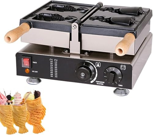 Våffeljärn, kommersiell bubbla våffeljärn, elektrisk Taiyaki-maskin, kommersiell användning sylt eller glass våffeltillverkare 50-300 Celsius justerbar temperatur med timer (storlek: B)