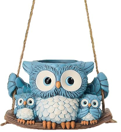 Shenrongtong Plante Suspendue en Forme de Hibou pour Plantes d'intérieur, Pot Mignon en Forme d'animal, Suspension en résine pour l'extérieur, Vase créatif pour décoration d'intérieur
