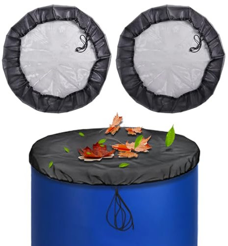 2 PCS Filet pour Citerne de Pluie, 100 CM Couverture Baril, Housse en Maille pour Baril de Pluie, Répulsif Réglable Contre Les Moustiques Et Les Insectes, Adapté À Un Usage Domestique Et Extérieur