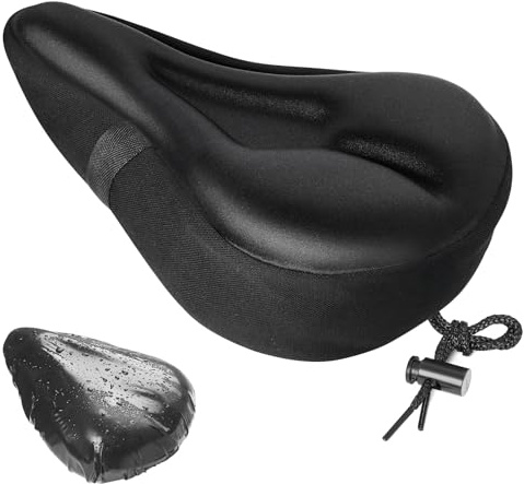 Lullu Housse de Selle de Vélo, Protege Selle Velo Appartement Confortable, Protection Coussins Siège de Selle de Vélo Rembourrée en Gel, pour VTT, Vélo D'appartement et Route, Hommes Femmes, 28x18cm