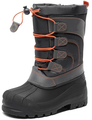 DREAM PAIRS Boys & Girls Toddler/Little Kid/Big Kid KNORTH Insulated Winter Waterproof Snow Boots,Size 9 Little Kid,Navy/Grey/Orange,KNORTH