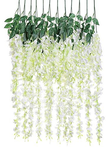 Veryhome 12 stück/los 3.6 füße/stück künstliche Blumen gefälschte Wisteria Vine seidenblume für Hochzeit Dekorationen hausgarten Party Decor (Weiß)