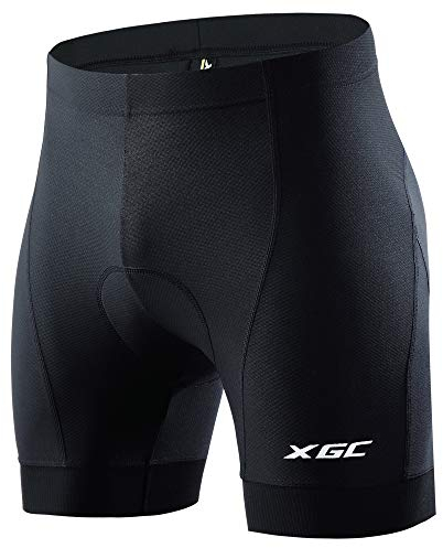 XGC Herren Radunterhose Radsportshorts Fahrradhosen mit elastische atmungsaktive 4D Gel Sitzpolster mit Einer hohen Dichte (Black_6020, L)