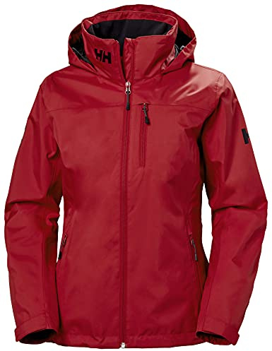 Helly Hansen Women's Crew Hooded Midlayer Fleece Lined Waterproof Rain Jacket, 162 Red, Small