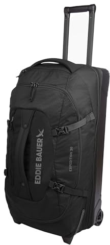 Eddie Bauer Expedition Rolling Duffel Bag with Wheels - Black, 30