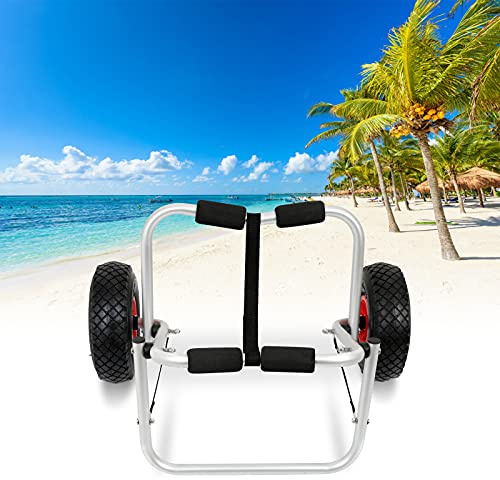 Einfeben Carro plegable para kayak, canoa, carro de transporte para barco, con correas tensoras SUP, de aluminio, para canoa, surf, lancha plegable