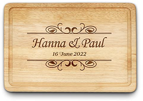 Personalised Chopping Board Cheese Board Oak Wooden Cutting Board Anniversary Wedding Gift Laser Chopping Board Custom Anniversary Home Decor Gift for Couples & Families(Design2)