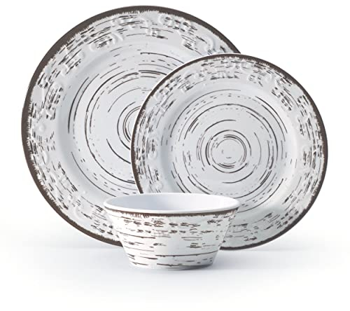 Pfaltzgraff Trellis - Juego de vajilla de melamina para exteriores, 12 piezas, servicio para 4 personas