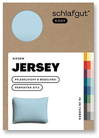 Schlafgut Easy Jersey Kissenbezug 60x80 cm Blue Light mit 100% Baumwolle, superweicher & atmungsaktiver Kopfkissenbezug