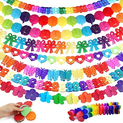 Bunt Girlande Papier Deko Partygirlanden Papiergirlande Papiergirlanden Bunt für Hochzeit Karneval Abschlussfeier Geburtstag Party 8 Stück