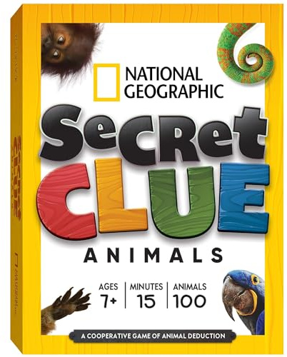 National Geographic: Secret Clue Animals - Card Game for Kids 7 & Up - Fun & Cooperative Board Games for The for Girls & Boys Ages 7, 8, 9, 10