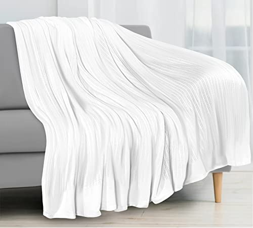 Crescent Textile Adult Cellular Blanket Pure 100% Organic Cotton Large Bed Throw Reversible Lightweight |Thermal Soft Traditional Cellular Blanket (White, Double 230 X 230cm)