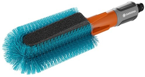 Gardena Cleansystem Bicycle Brush: Cleaning Brush for Washing Bicycles, Trailers or pushchairs, incl. Replaceable Sponge, with Water-Flow Regulation (18848-20)