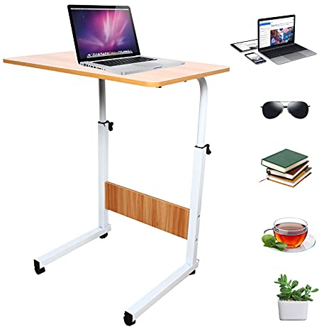Laptopbord sidobord lyftbord bärbar dator kaffe skrivbord sängbord bärbar vård PC dator lyftbord mobil skrivbord med hjul för säng vardagsrum soffa justerbar höjd 70–90 cm