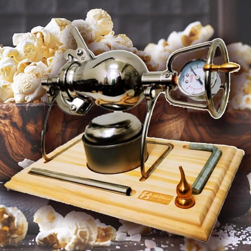 Chinesischer Popcorn-Maker, Hand-Popcorn-Maschine, 260 ml Mini-Popcorn-Maker, Retro-Hochdruck-Popcorn-Maker, Popcorn-Popper aus Edelstahl, für Familienparty-Spaß