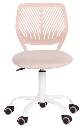 Homy Casa - Silla de escritorio de tela ergonómica giratoria sin reposabrazos, altura ajustable, silla de oficina en casa para niños y adolescentes, rosa Morandi