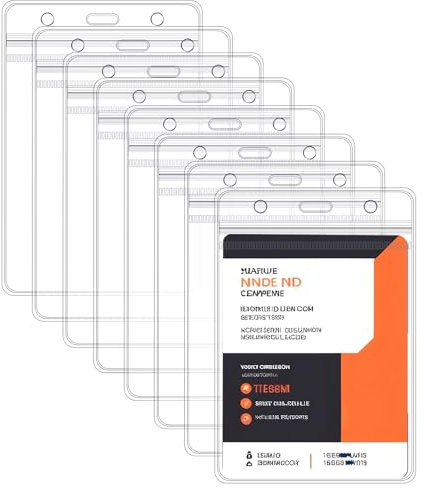 Ausweishülle mit Lanyard, 8 Stück Kartenhüllen Transparent PVC ID Kartenhalter Busfahrkarten Hülle Schüler, Schwarzer Vertikale Extra Dicke Wasserdichte Kartenhülle für Visitenkarten Ausweishüllen