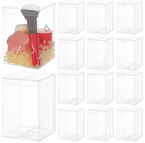 BENECREAT 15 st genomskinlig presentförpackning i PVC, 8 x 8 x 12 cm, genomskinliga presentlådor, rektangel, klar godisask i plast till jul, bröllop, fest, födelsedagar
