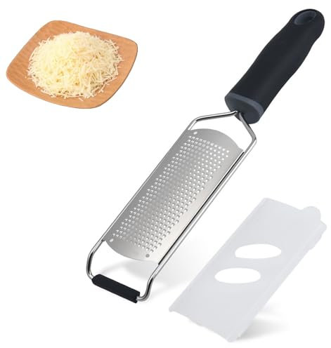 Kitchen Professional Parmesan Cheese Grater Stainless Steel Lemon Zester,Durable Flat Handheld Rust-Proof Metal Lemon,Dishwasher Safe,Easy to Grating Fine Parmesan Cheese,Lemon,Gingers,Garlic