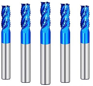 Fresa de desbaste de 3 uds., vástago de 1/4 , fresas de extremo de carburo recubiertas de azul, broca de enrutador de 4 flautas, fresa de madera for máquinas herramientas CNC