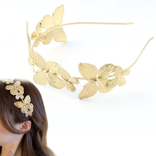 CATOR Couronne de Laurier Doré, Bandeau Papillon, Grecque Romain, Coiffe Cheveux, Couronne Femme, Accessoires, Mariage, Feuille Serre-tête, Voyage, Photographie, Fête, Or, 1 Unité