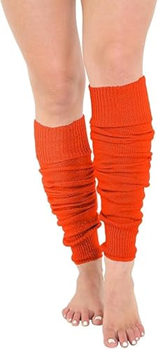 MISHOO Ladies' Leg Warmers Wool Extra Soft Stylish Fancy Winter 80s Party Dance Neon Ladies Girls Leg warmers accessory for Dance Wear, Party Wear Orange