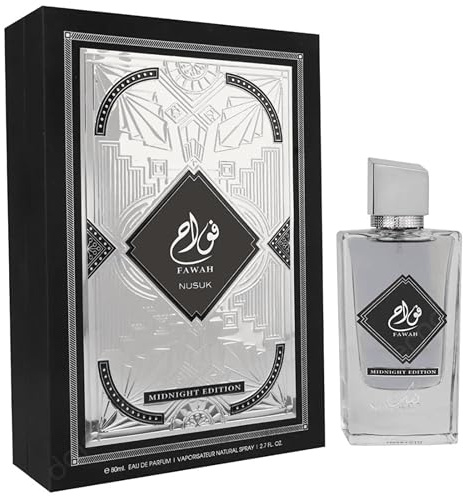 NUSUK Fawah Midnight Eau de Parfum Herren Orientalisch-Würziger Duft Zimt, Amber & Tonkabohne Langanhaltender Arabischer Herrenduft aus Dubai Luxuriöses EDP für Männer mit Präsenz Luxusduft (80 ml)