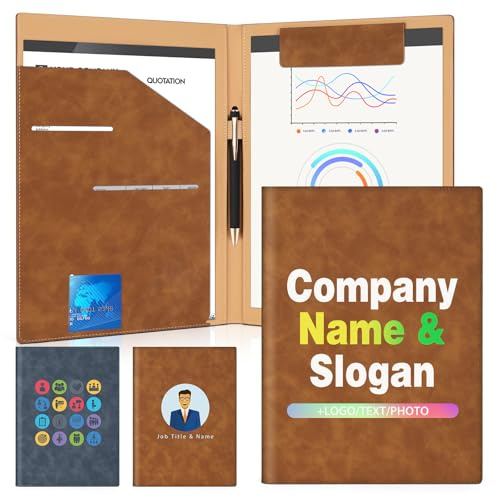 ENOMY Personalisiert Aktenmappe A4 Ledermappe Business Dokumentenmappe mit Organizer für Rechnungen und als Geschenkidee Braun