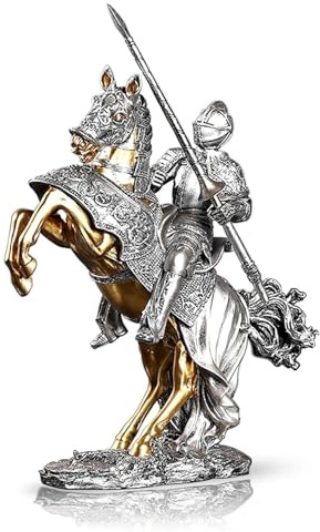 Cavaliere in bronzo Warhorse - Figura di guerriero medievale da 42 cm, statua custode da collezione per la decorazione di casa e ufficio, regalo artistico