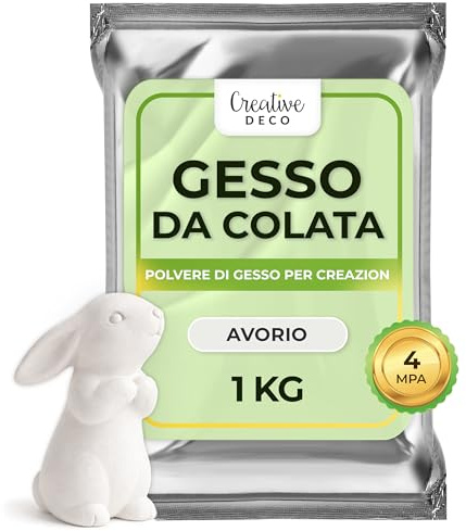 Creative Deco Gesso Ceramico Color Avorio 1kg | Polvere da Colata per Stampi e Calchi Decorativi | Gesso Modellistico a Presa Rapida | Ideale per Decorazioni Fai da Te, Artigianato, Progetti Artistici