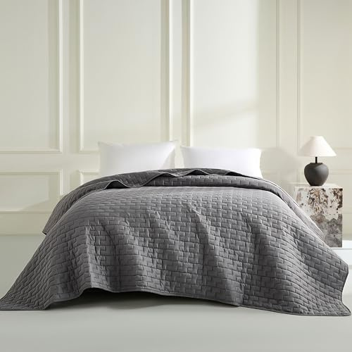 beeweed Colcha de color gris de 170 x 210 cm – Colcha versátil como colcha o cubresofá – Ideal como cama de estilo moderno – Manta para cama y sofá