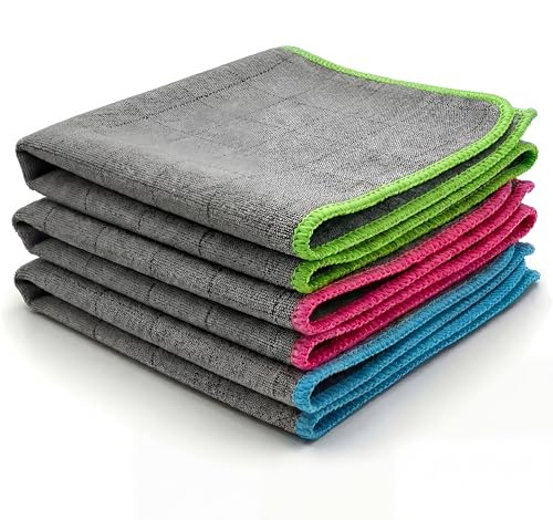 Clinns! Paño mágico de cristal sin traza, lote de 3 – microfibra de fibra de carbono XXL 50 x 40 – ultra absorbente – Lavandera multiusos cocina, espejos y coche – calidad Pro
