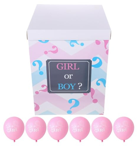 ADOCARN Juego de Cajas para Revelación de Género con Globos de Papel Rosa, Diseño Único y Seguro para Fiestas de Shower y Celebraciones de Embarazo